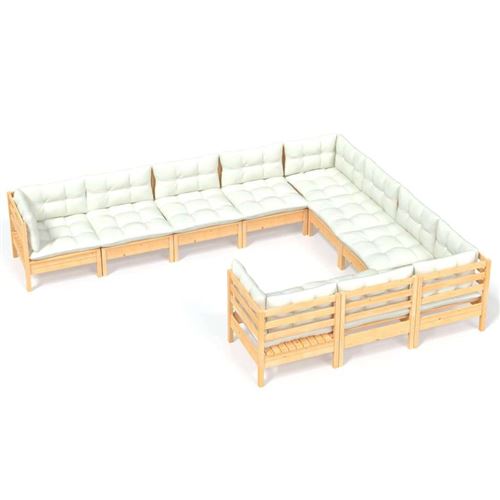 Non Communiqué Bois Salon De Jardin Modulable Vidaxl 7 Personnes 10 Pieces