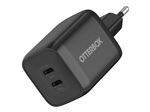 OtterBox Standard - Adaptateur secteur - 65 Watt - 3 A - Fast Charge, PD/PPS - 2 connecteurs de sortie (24 pin USB-C) - noir - Europe (sauf Royaume-Uni)
