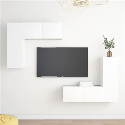Vidaxl Blanc Ensemble De Meubles Tv 4 Pcs Bois D Ingénierie - Image 2