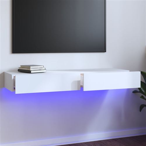 vidaXL Meuble TV avec lumières LED blanc brillant 160x35x40 cm