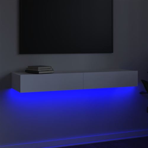 Meuble TV avec lumières LED blanc brillant 120x35x40 cm vidaXL