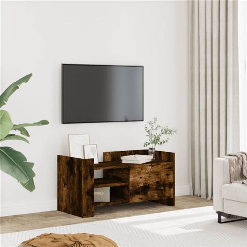 Non Communiqué Marron Meuble Tv Chêne Fumé 80X35x40 Cm Bois D Ingénierie