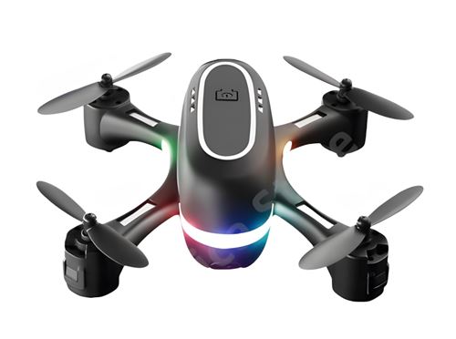 Drone SZSMART H28 Noir à lumière LED couleur avec caméra double 720P 3 batterie Durée de vie de la batterie 8 Min