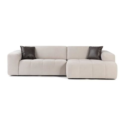 Canape dangle gauche 5 places - Tissu Gris - L 286 x P 129 x H 76 cm - FORZA