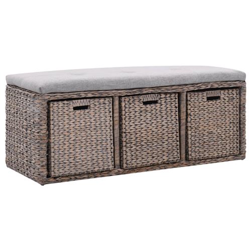 vidaXL Banc avec 3 paniers Jacinthe d'eau 105 x 40 x 42 cm Gris
