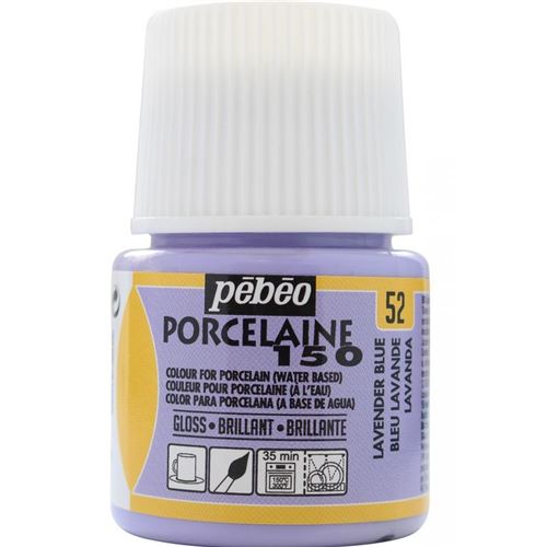 Peinture à l'eau brillante pour porcelaine - Bleu lavande - 45 ml - Pébéo
