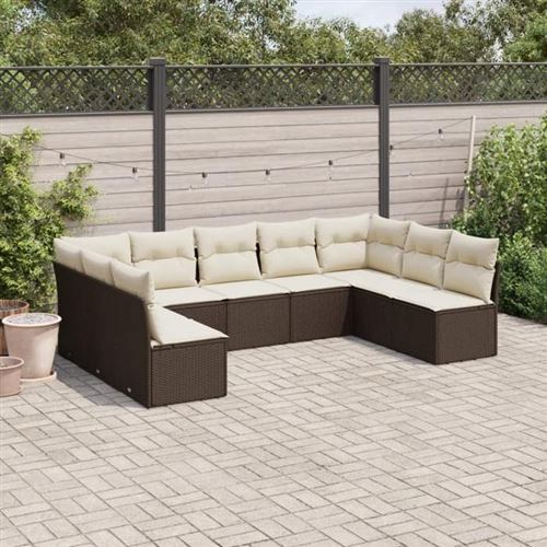 vidaXL - Salon de Jardin - 9 pièces - Marron - Image 2