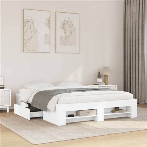 Non Communiqué Blanc Cadre De Lit Sans Matelas 160X200 Cm Bois D Ingénierie
