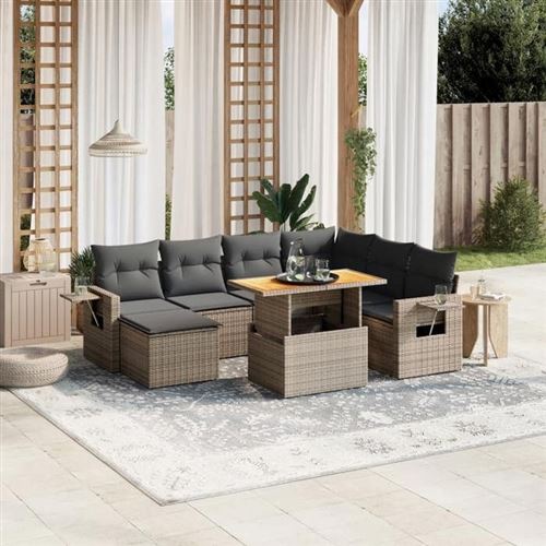 Vidaxl Gris Ensemble Salon De Jardin 8 Pcs - Image 2