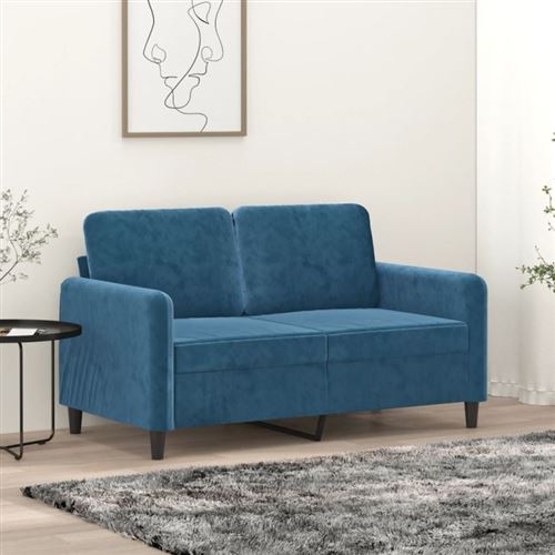 VIDAXL - Canapé 2 places - Velours - Bleu - 120 cm - Image 2