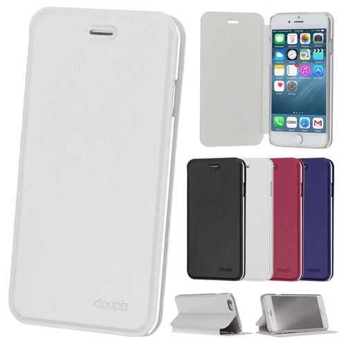 doupi Deluxe FlipCover pour iPhone 6 / 6S (4,7 pouces), Magnétique Style Livre Étui de Protection avec Support, Blanc