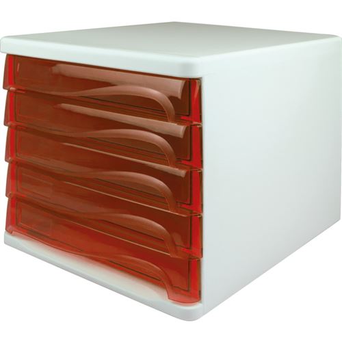 Module de classement 'the wave', 5 tiroirs,blanc/rouge