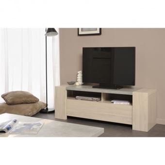 Groove Banc Tv Contemporain Decor Chene Sesame Et Beton Clair