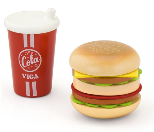 Viga Toys toy food hamburger et cola 9 cm
