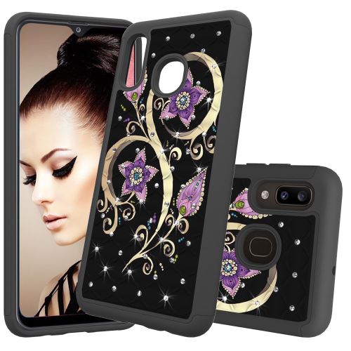 Coque en TPU strass décor fleurs pour votre Samsung Galaxy A20/Galaxy A30