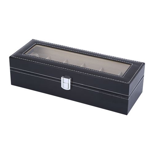 Boîte à Montres en cuir à 6 grilles - Noir