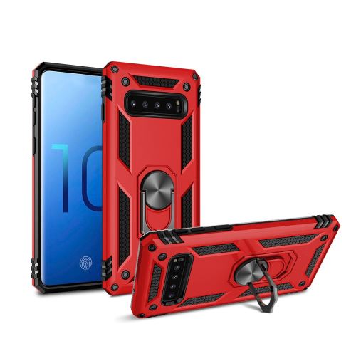 Coque en TPU armor hybride rotation 360 degrés kickstand rouge pour votre Samsung Galaxy S10