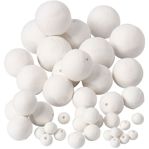 Creotime Set de mélange de boules de coton 42 pièces blanc