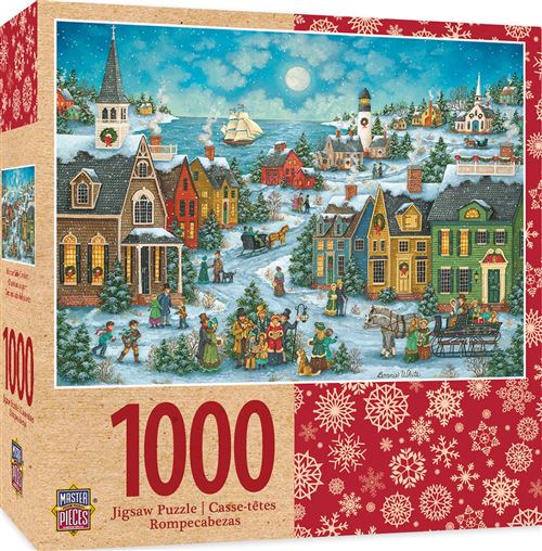MasterPieces Seasonal Holiday Jigsaw Puzzle, Harbor Side carolers, Singing, Featuring Art by Bonnie White, 1000 Pieces