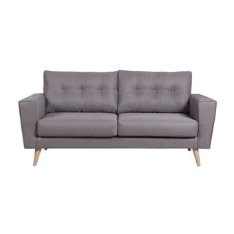 Brando Canapé Droit Fixe 3 Places Tissu Gris Scandinave L 184 X P 90 Cm