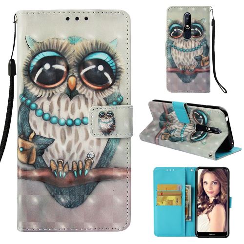 Etui en PU décoration par points lumineux chouette chouette pour votre Nokia 7.1