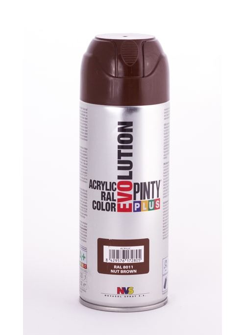 Peinture spray acrylic brillant 400ml brun noisette ral 8011 - pinty plus