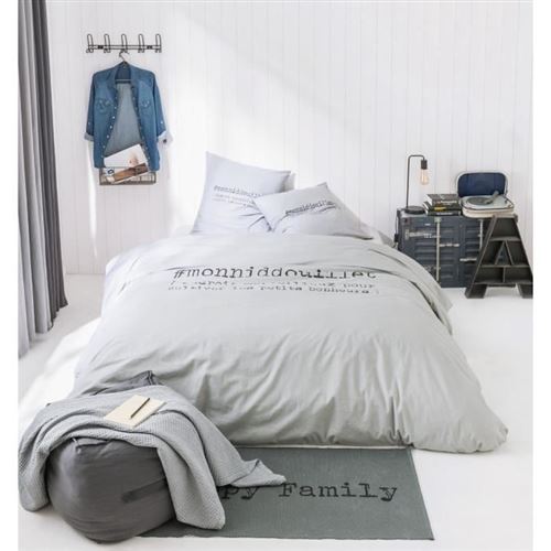 TODAY Parure de couette coton Mon Nid Douillet - 240 x 260 cm - Gris clair
