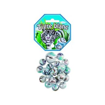 Sachet de 20 billes de 1.6 cm + 1 callot de 2.5 tigre blanc - jeu de recreation - 1
