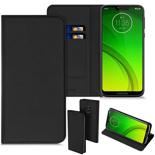 Etui Protection Porte carte pour Motorola Moto G7 Power - Noir