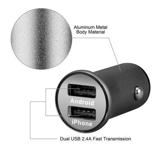 Double Adaptateur Metal Allume Cigare USB pour FIAT Voiture Prise Double 2  Ports Chargeur Universel (ARGENT) - Accessoire téléphonie pour voiture -  Achat & prix