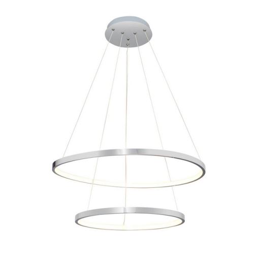 HOMEMANIA Lampe à Suspension Yorunge Chandelier - Rond - de Plafond - Chrome en Métal, 60 x 60 x 120 cm, 1 x LED, 61W, 6405LM, 4200K Lumière Blanc Naturel