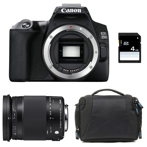 CANON eos 250d + sigma 18-300 macro os hsm contemporary + sac + sd 4go