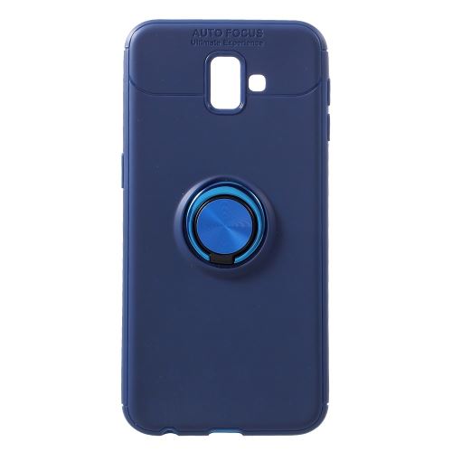 Coque en TPU béquille annulaire tout bleu pour votre Samsung Galaxy J6 Plus