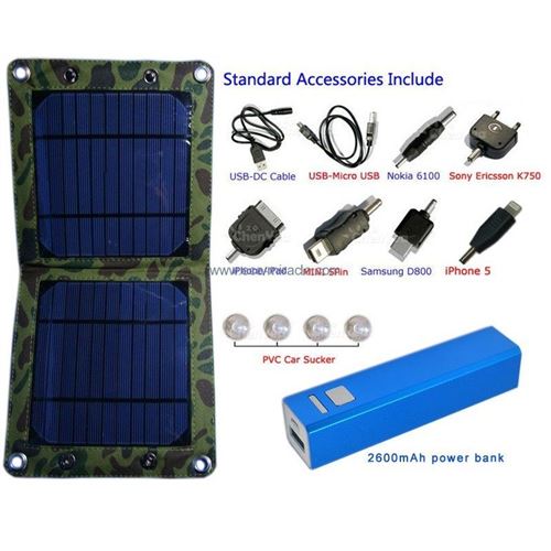 Chargeur Solaire Universel 7 Watts et Batterie 2600 mAh