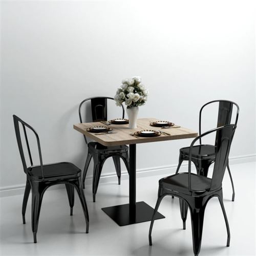 Vidaxl Couleur De Chêne Table De Bistro Mdf Et Acier Carré 80X80x75 Cm