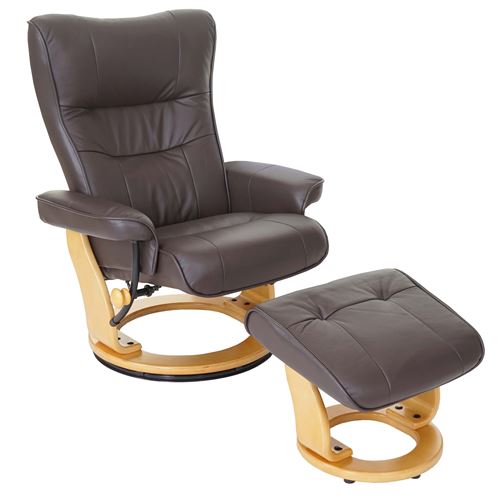 Mendler Marron Mca Fauteuil Relax Montreal, Fauteuil De Télévision, Tabouret, Cuir, Charge 130Kg ~ Nature - Image 3