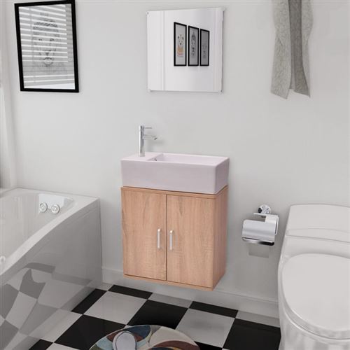 vidaXL Meubles de salle bains trois pièces Beige