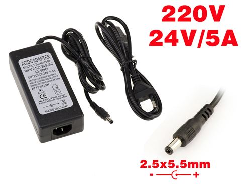 Alimentation externe AC DC - 220V vers 24V 5A Embout 2.5x5.5mm Embout 2.5x5.5mm