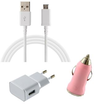 Câble data Moxie Noir/Blanc compatible Micro-USB + Chargeur allume