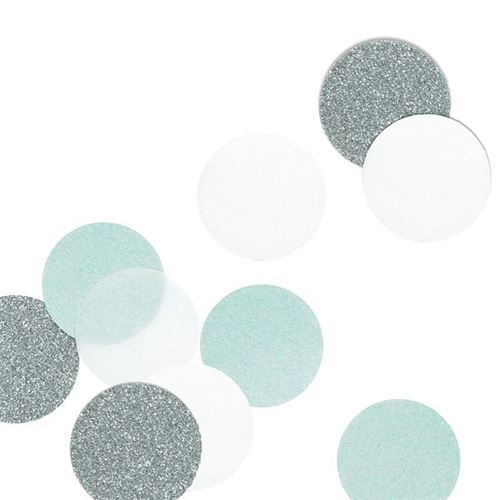30 confettis argent et bleu menthe
