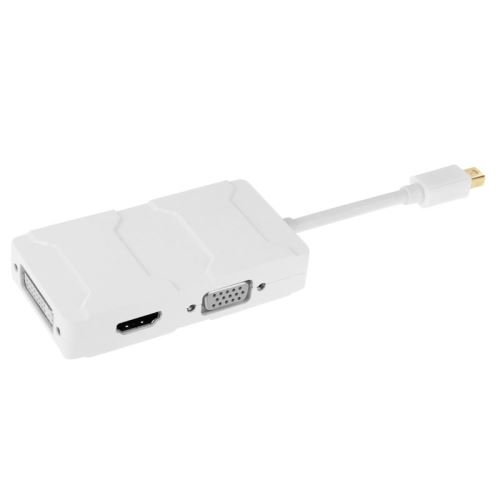 Connectique Câble & adaptateur moniteur 3 en 1 Mini DisplayPort mâle vers HDMI + VGA + DVI convertisseur femelle pour Mac Book Pro Air, longueur de câble: 8cm (blanc)