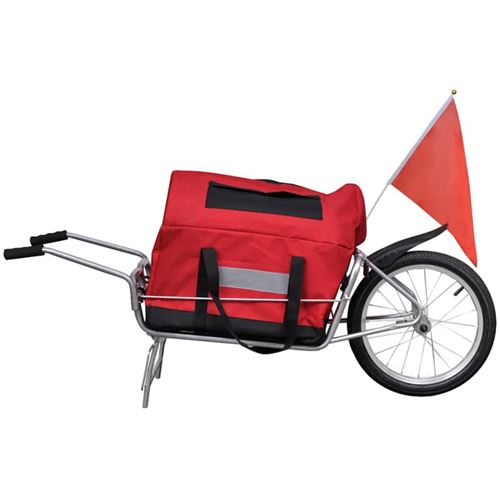 Vidaxl - Remorque de v&eacute;lo &agrave; une roue avec sac de rangement Rouge