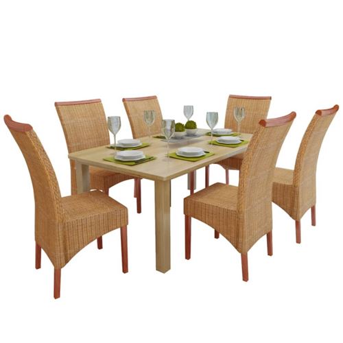 vidaXL Chaises de salle à manger 6 pièces en rotin marron