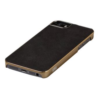 Sena Ultra Thin Snap-on - Coque de protection pour téléphone portable - cuir véritable - Noir/or - pour Apple iPhone 5, 5s