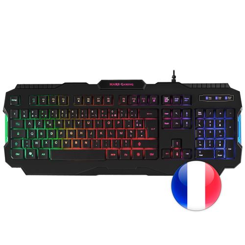 Clavier Gamer RGB Mars Gaming MRK0FR Technologie H-Mech Antighosting, Layout Français