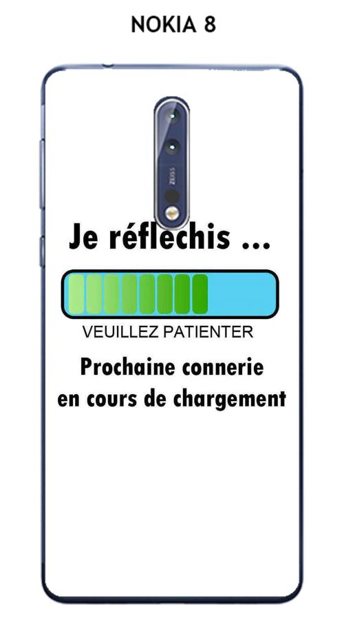 Coque TPU gel souple NOKIA 8 design Message Je réfléchis, Texte noir