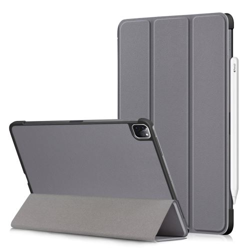 Etui en PU + TPU peau de litch avec support tri-pliure gris pour votre Apple iPad Pro 11 pouces (2020)/(2018)