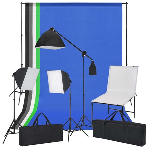 vidaXL Fotostudioset met opnametafel, lampen en achtergronden
