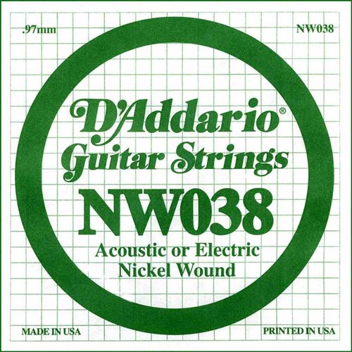 Corde au détail D'addario NW038 - guitare électrique - Filet rond 038
