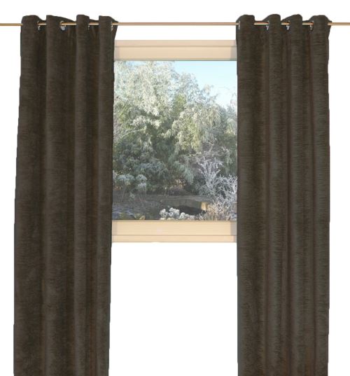 Wirth Groenland B Chenille Rondelle simple panneau de rideau, rideau thermique occultant léger qualité – 238 g/m2/225/174 cm Gris anthracite